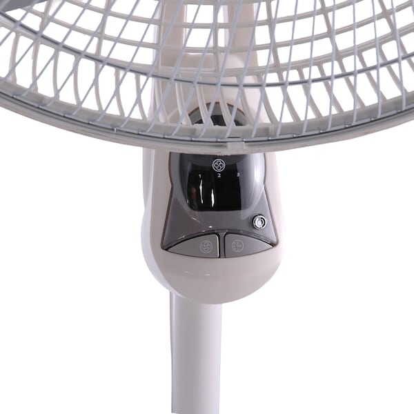 Air King 18" Blade Dia Pedestal Fan, Oscillating, 3 Speeds, 120VAC, White, Remote Control - 9880