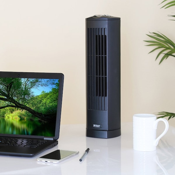 Seville Classics Oscil Tower Fan Combo Pack, 40 in, Black - EHF10130B