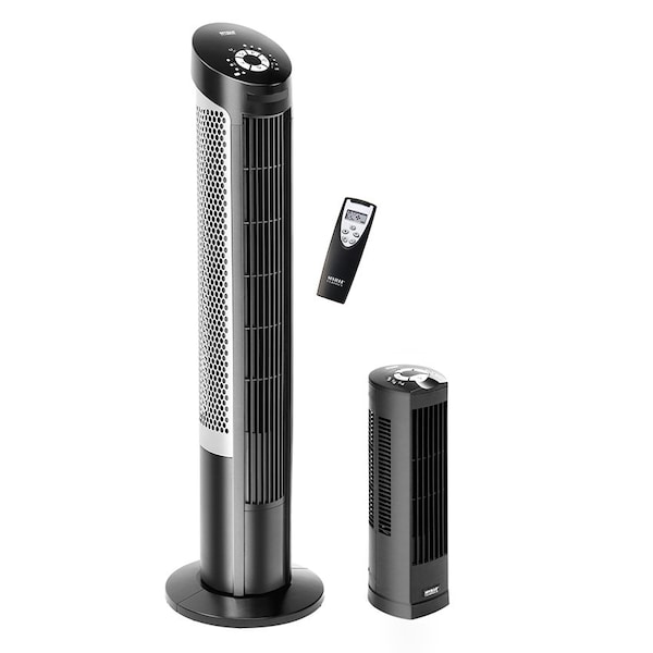 Seville Classics Oscil Tower Fan Combo Pack, 40 in, Black - EHF10130B