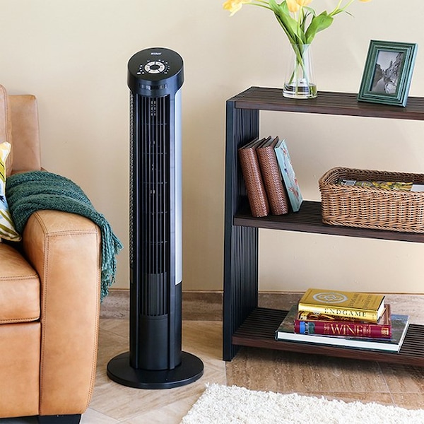 Seville Classics Oscil Tower Fan Combo Pack, 40 in, Black - EHF10130B
