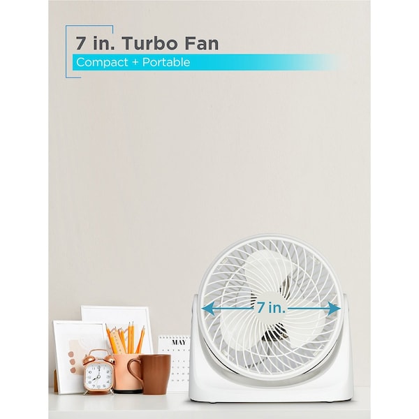 Black & Decker Turbo Desk Fan, Electric Portable 7'' Table Fan - BFTU107