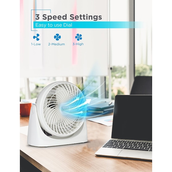 Black & Decker Turbo Desk Fan, Electric Portable 7'' Table Fan - BFTU107