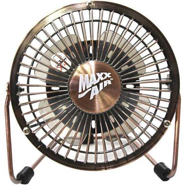 Maxx Air 4 in. Blade Dia Desk Fan, Table Fan, Portable Fan, USB Fan, Non-Oscillating, 1 Speeds, Copper - HVDF4UPS
