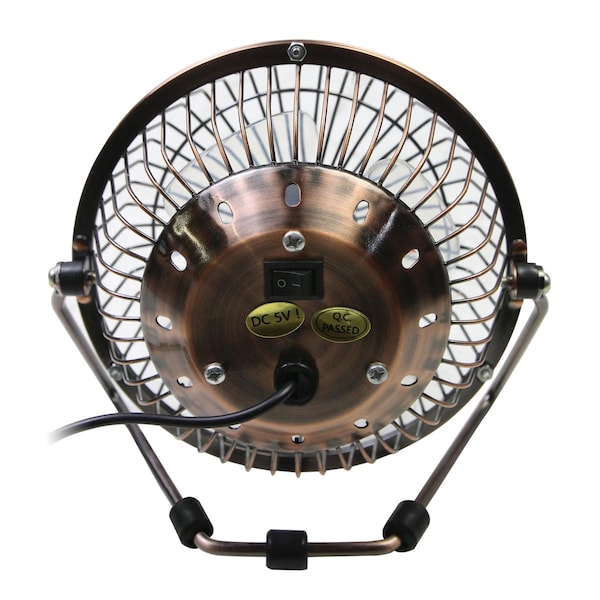 Maxx Air 4 in. Blade Dia Desk Fan, Table Fan, Portable Fan, USB Fan, Non-Oscillating, 1 Speeds, Copper - HVDF4UPS