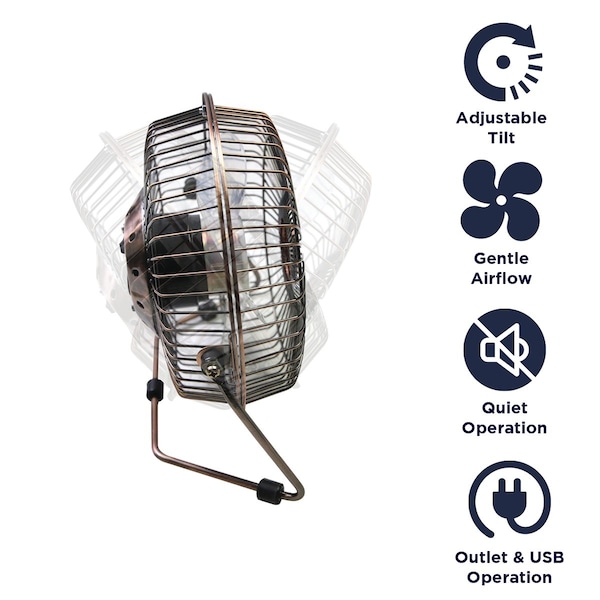 Maxx Air 4 in. Blade Dia Desk Fan, Table Fan, Portable Fan, USB Fan, Non-Oscillating, 1 Speeds, Copper - HVDF4UPS