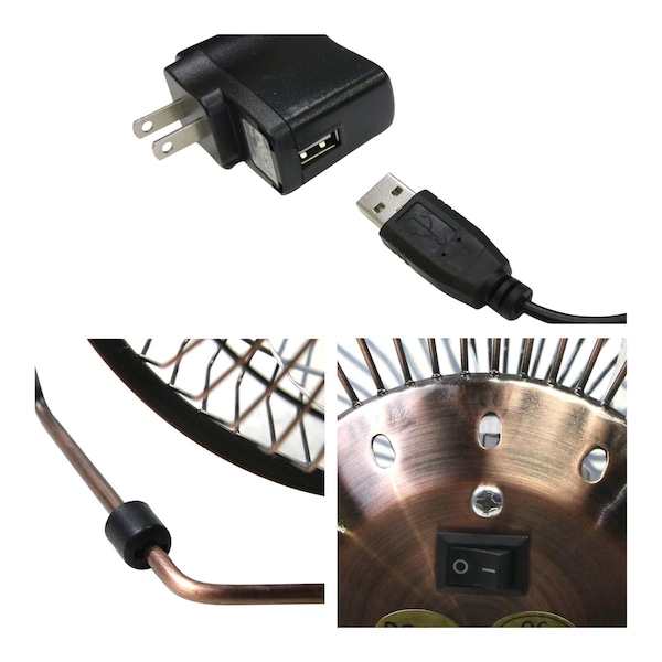 Maxx Air 4 in. Blade Dia Desk Fan, Table Fan, Portable Fan, USB Fan, Non-Oscillating, 1 Speeds, Copper - HVDF4UPS
