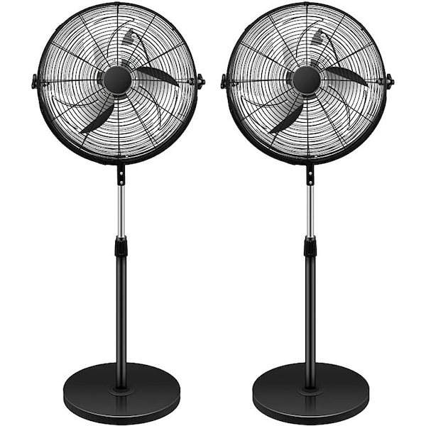 Simple Deluxe Simple Deluxe Industrial Stand Fan, 20 Inch, 2 PACK, White, 2 Inch Industrial Standing Fan - HIFANXSTAND20X2