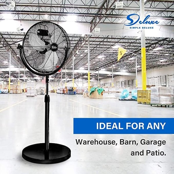 Simple Deluxe Simple Deluxe Industrial Stand Fan, 20 Inch, 2 PACK, White, 2 Inch Industrial Standing Fan - HIFANXSTAND20X2