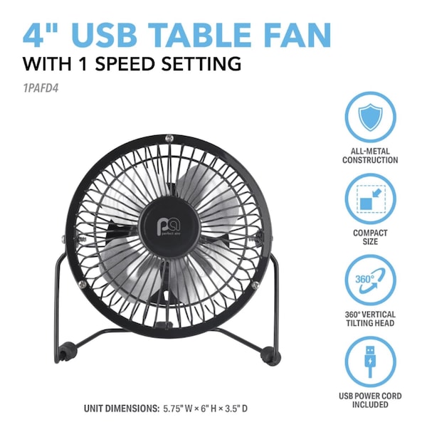Perfect Aire Perfect Aire 6 in. H X 4 in. D 1 speed Table Fan - 1PAFD4