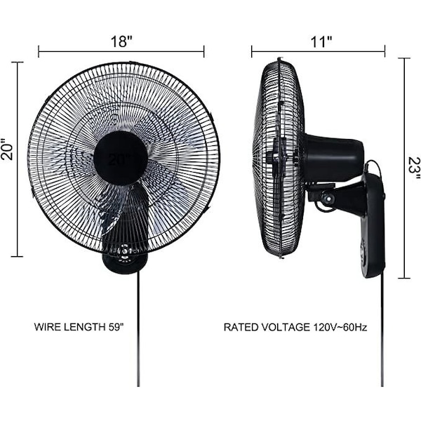 Ipower 18 Inch Wall Mount Fan with Remote Control, 2-pack, 2PK - HIFANXWALL18BRCX2