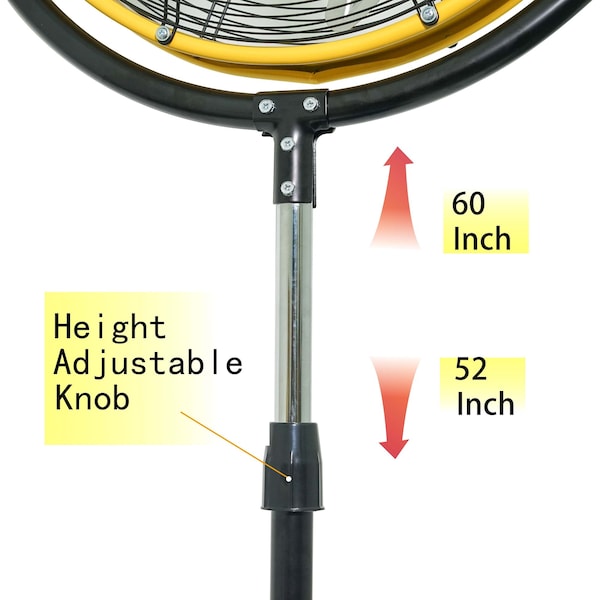 Edendirect 20 in. 3 Speeds High Velocity Pedestal Fan in Yellow with Powerful 1/5 Motor - IR-FANPD20A