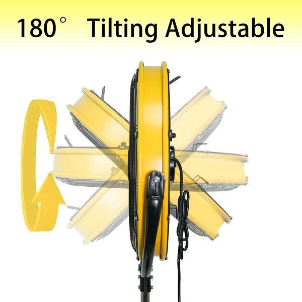 Edendirect 20 in. 3 Speeds High Velocity Pedestal Fan in Yellow with Powerful 1/5 Motor - IR-FANPD20A