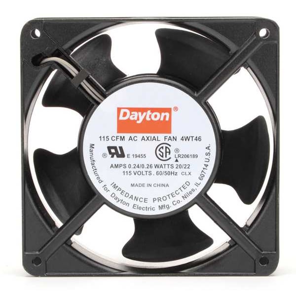 Dayton 4-11/16 in H x 4-11/16 in W Square Axial Fan, 1-1/2 in D, 115 CFM, 115V AC, IP20 - 4WT46