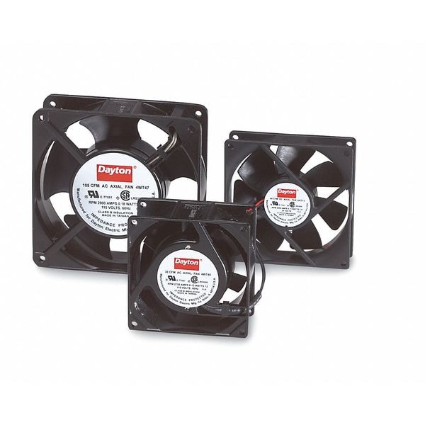 Dayton Standard Square Axial Fan, Square, 115V AC, 1 Phase, Cast Aluminum, 3 1/8 in W. - 4WT40