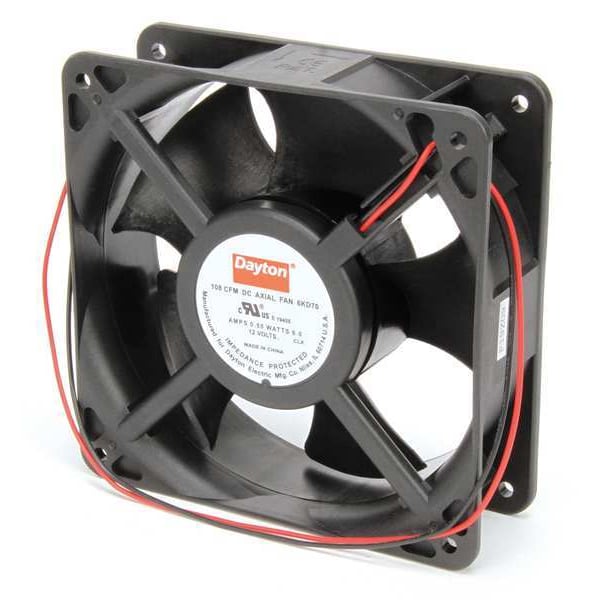 Dayton Axial Fan, Square, 12V DC, - Phase, PBT Plastic, 4 11/16 in W. - 6KD70