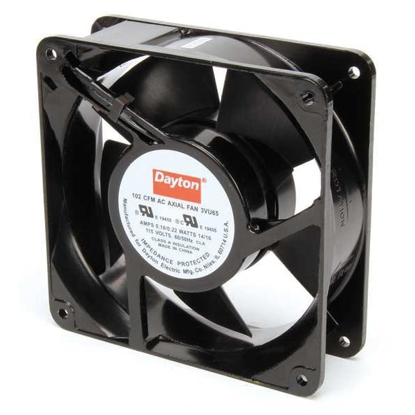 Dayton Axial Fan, Square, 115V AC, 1 Phase, Cast Aluminum, 4 11/16 in W. - 3VU65