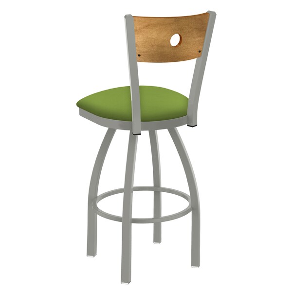 Holland Bar Stool Co 25" Swivel Counter Stool, Nickel Finish, Med Back, Canter Kiwi Green Seat - 83025ANMEDMPLB009