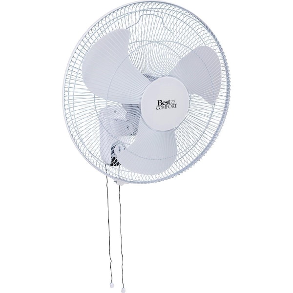 Best Comfort 18 In. 3-Speed White Oscillating Wall-Mount Fan - FW45-F3