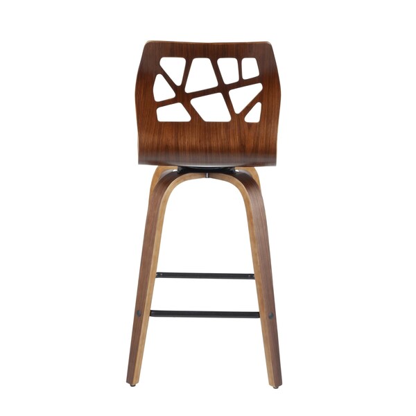 Lumisource Folia Counter Stool in Walnut Wood and Light Grey Fabric, PK 2 - B26-FOLIAX WLGY2