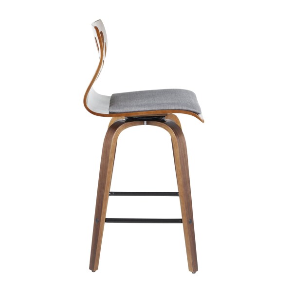 Lumisource Folia Counter Stool in Walnut Wood and Light Grey Fabric, PK 2 - B26-FOLIAX WLGY2