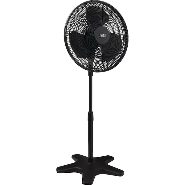 Best Comfort 16 In. 3-Speed 38 In. to 49 In. H. Black Oscillating Pedestal Fan - 15816PG