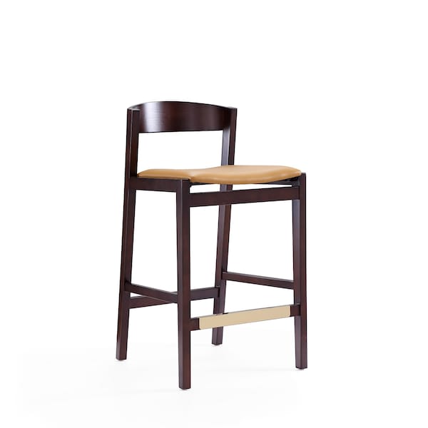 Manhattan Comfort Klismos Counter Stool in Camel and Dark Walnut - CS007-CL