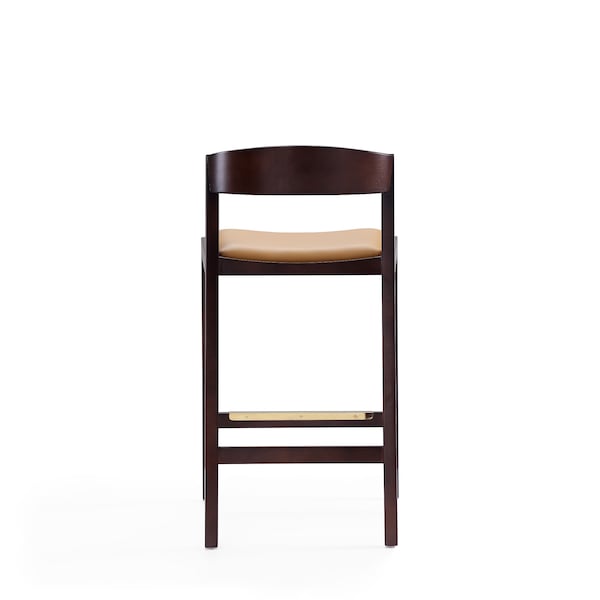 Manhattan Comfort Klismos Counter Stool in Camel and Dark Walnut - CS007-CL
