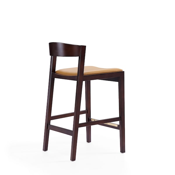 Manhattan Comfort Klismos Counter Stool in Camel and Dark Walnut - CS007-CL