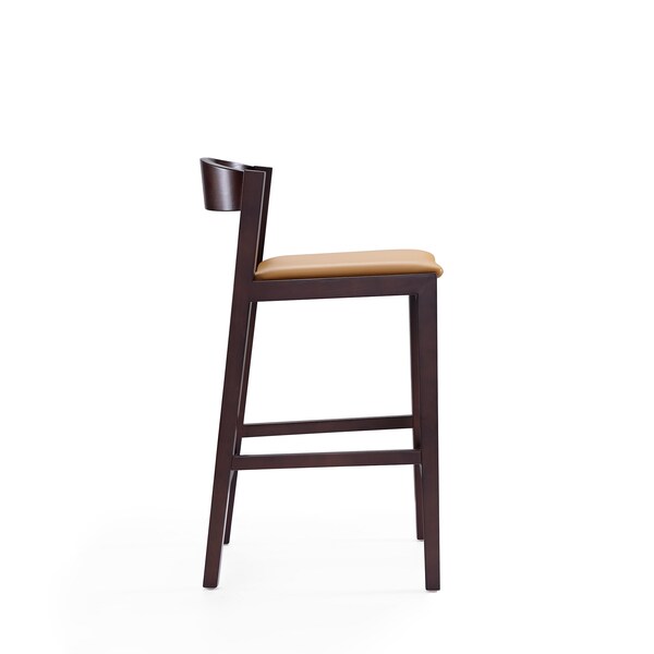 Manhattan Comfort Klismos Counter Stool in Camel and Dark Walnut - CS007-CL
