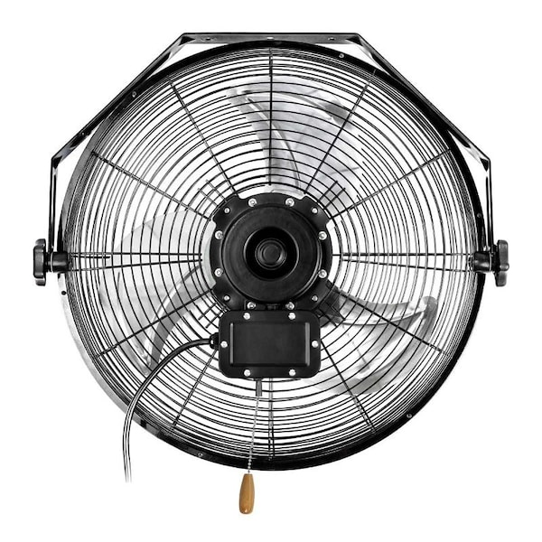 Maxx Air HVWM 18 Wall-Mount Fan, 3-Speed, 1350 cfm Low, 1400 cfm Medium, 1450 cfm High, 120 V, Black/Mill - HVWM 18