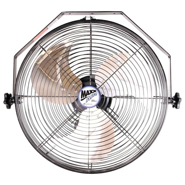 Maxx Air HVWM 18 Wall-Mount Fan, 3-Speed, 1350 cfm Low, 1400 cfm Medium, 1450 cfm High, 120 V, Black/Mill - HVWM 18