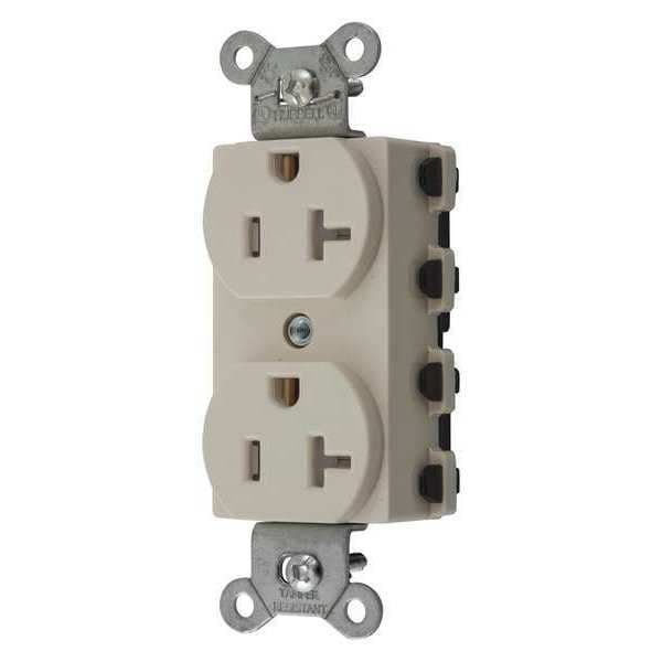 Hubbell Receptacle, 20 A Amps, 125V AC, Flush Mount, Standard Duplex Outlet, 5-20R, Light Almond - SNAP5362LATRA