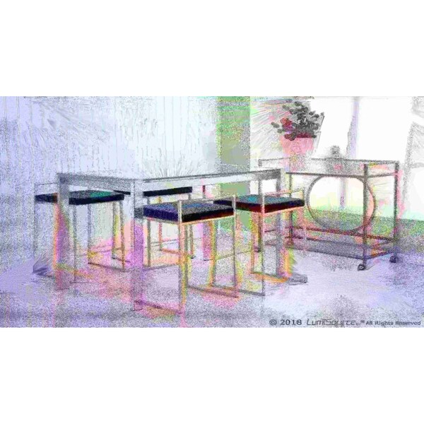 Lumisource Fuji Stackable Counter Stool in Gold with Green Velvet Cushion, PK 2 - B26-FUJI AUVGN2