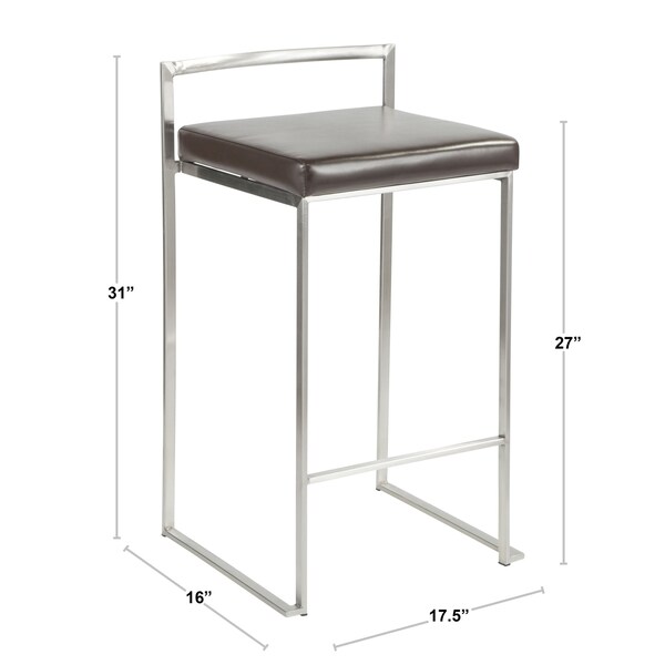 Lumisource Fuji Stackable Counter Stool in Gold with Green Velvet Cushion, PK 2 - B26-FUJI AUVGN2
