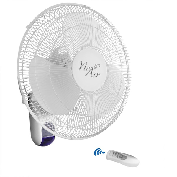 Vie Air 16 in. Plastic Wall Fan with Remote Control - White - VI336167