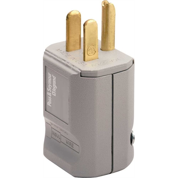 Legrand Pass & Seymour MaxGrip M3 15 Amp 125-Volt NEMA 5-15P Straight Blade Plug, Gray - PS5965GRY