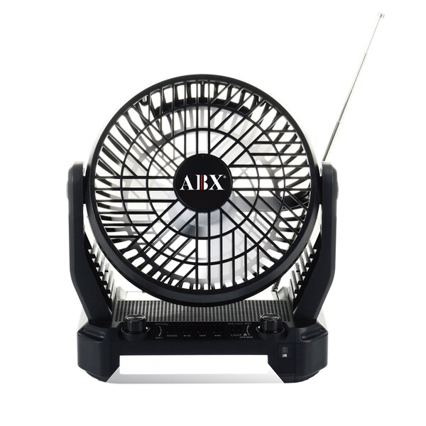 Audiobox 3-Speed Portable Solar-Rechargeable Fan W/ Built-in Bluetooth Speaker and Torch Light, Blk,  - RXF-40