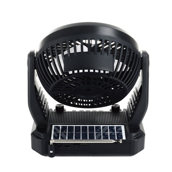Audiobox 3-Speed Portable Solar-Rechargeable Fan W/ Built-in Bluetooth Speaker and Torch Light, Blk,  - RXF-40