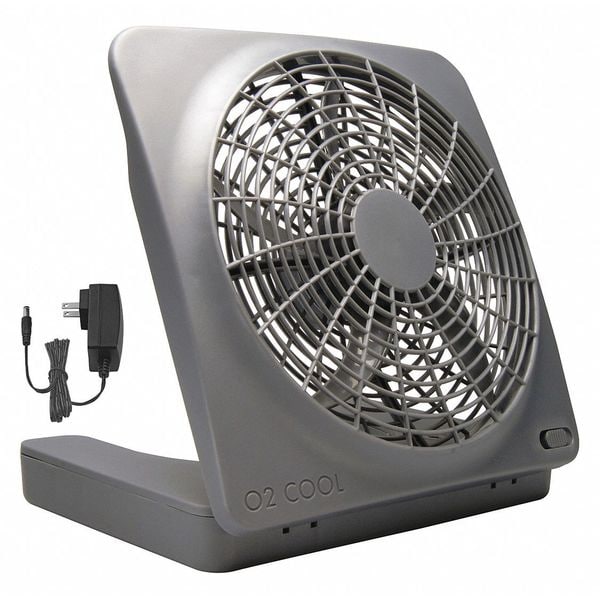 Treva/O2Cool 10" Blade Dia Compact Fan, 2 Speeds, Gray, Plug-in with the AC adapter - FD10101A