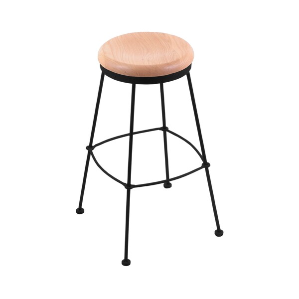 Holland Bar Stool Co 25" Stationary Counter Stool, Black Wrinkle, Nat Oak Seat - 303025BWNATOAK