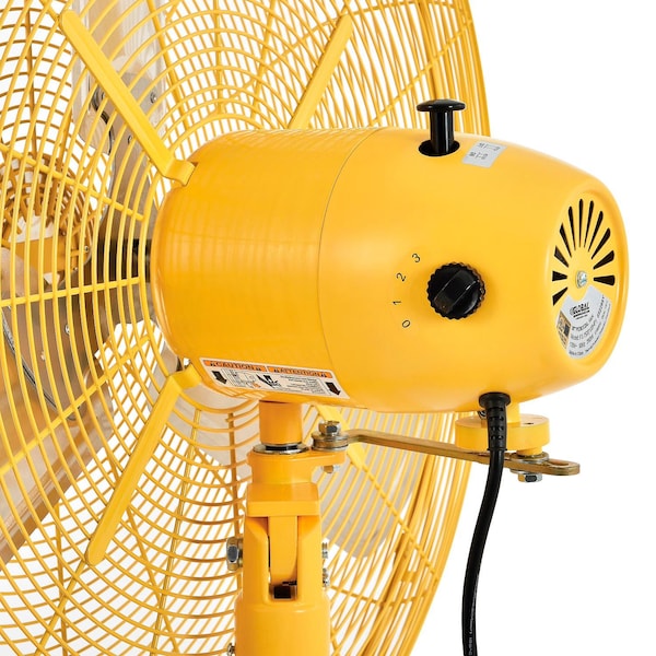 Global Industrial Deluxe Oscillating Pedestal Fan, 30 Diameter, Safety Yellow, 1/2HP, 10000CFM - 652299Y