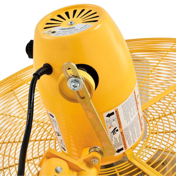 Global Industrial Deluxe Oscillating Pedestal Fan, 30 Diameter, Safety Yellow, 1/2HP, 10000CFM - 652299Y