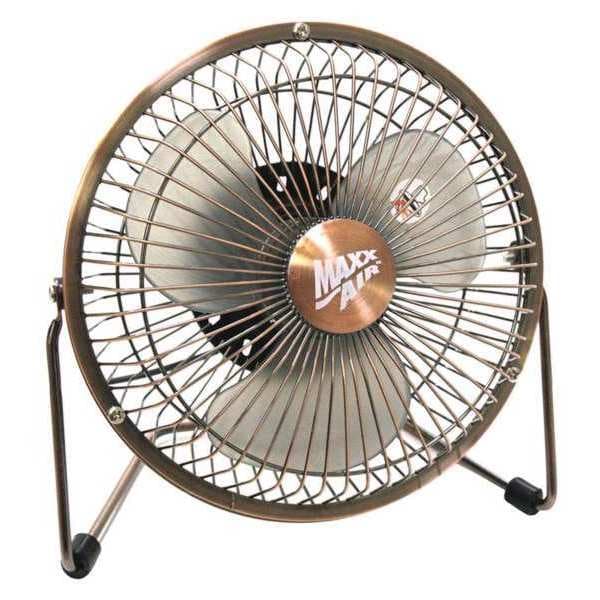 Maxx Air Desk Fan, Table Fan, Portable Fan, USB Fan, 1 Speeds, Copper, Desk Fan, AC Adapter - HVDF6UPS