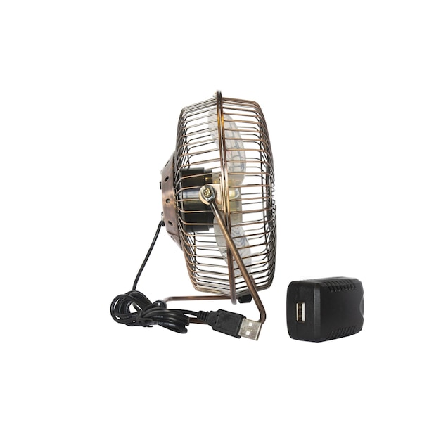 Maxx Air Desk Fan, Table Fan, Portable Fan, USB Fan, 1 Speeds, Copper, Desk Fan, AC Adapter - HVDF6UPS