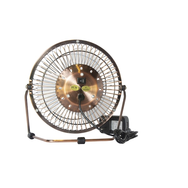 Maxx Air Desk Fan, Table Fan, Portable Fan, USB Fan, 1 Speeds, Copper, Desk Fan, AC Adapter - HVDF6UPS