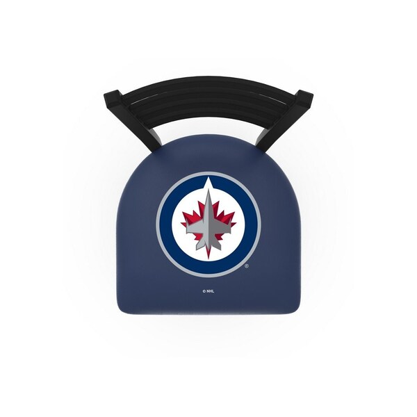 Holland Bar Stool Co 25" Blk Wrinkle Winnipeg Jets Stationary Counter Stool, Ladder Back - L00425WINJET