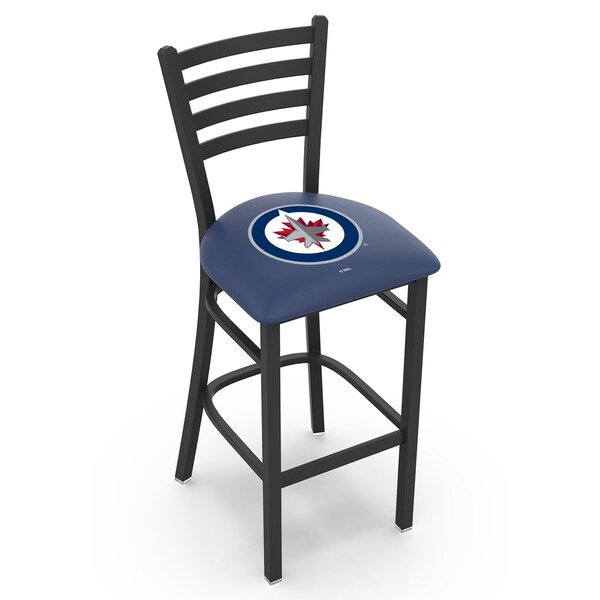 Holland Bar Stool Co 25" Blk Wrinkle Winnipeg Jets Stationary Counter Stool, Ladder Back - L00425WINJET