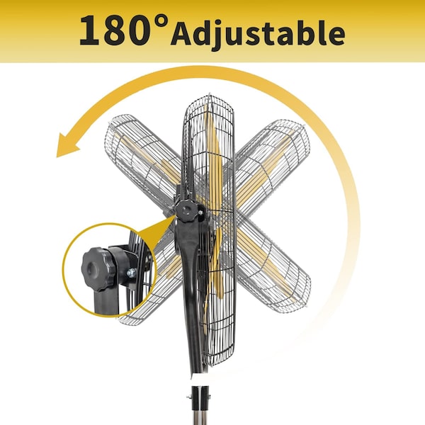 Edendirect 30 in. 3 Speeds Pedestal Fan in Yellow with Powerful 1/3 Motor - IR-FANP30T