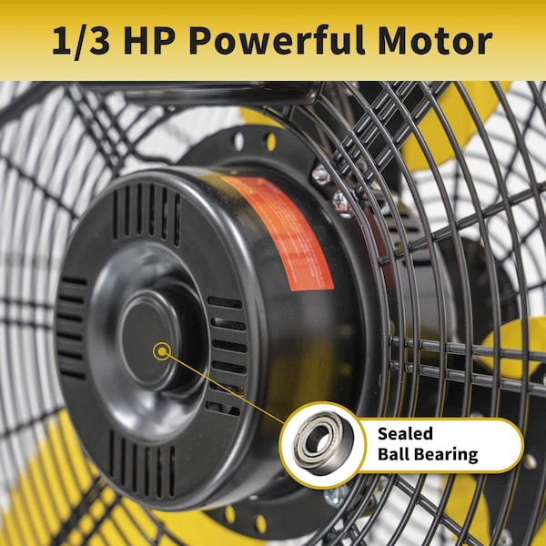 Edendirect 30 in. 3 Speeds Pedestal Fan in Yellow with Powerful 1/3 Motor - IR-FANP30T
