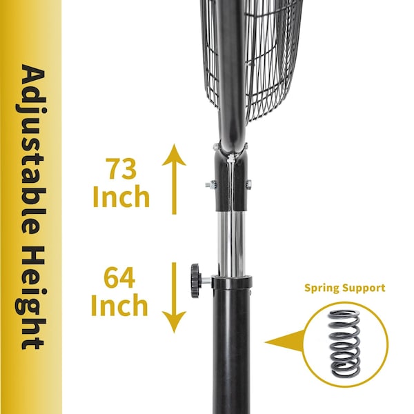 Edendirect 30 in. 3 Speeds Pedestal Fan in Yellow with Powerful 1/3 Motor - IR-FANP30T